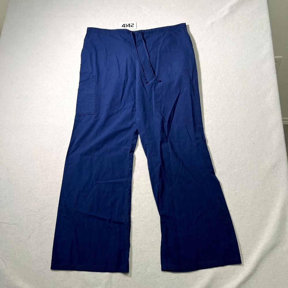 SB Scrubs Pants Womens Medium Navy Blue Medical Pockets Straight Leg‎ Drawstring